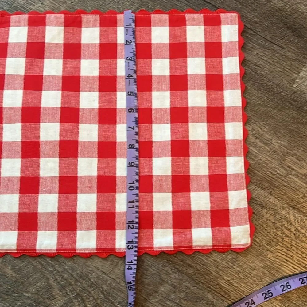 Vintage Red White Gingham Placemat Handmade Farmhouse Picnic Table Decor